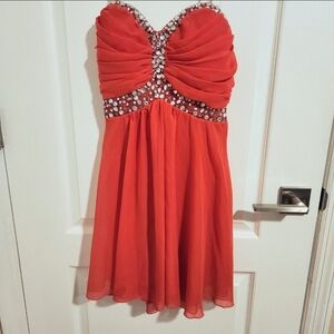 Darling Coral Strapless Dress